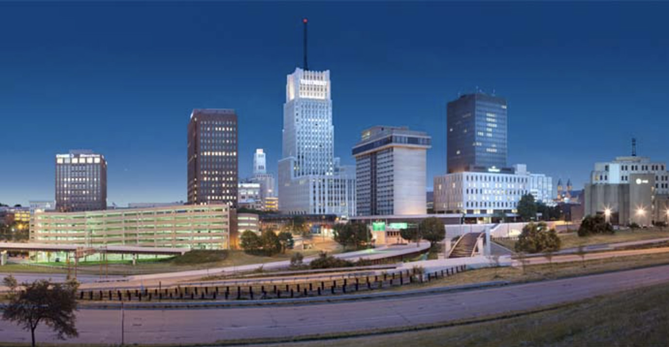 Akron skyline at night