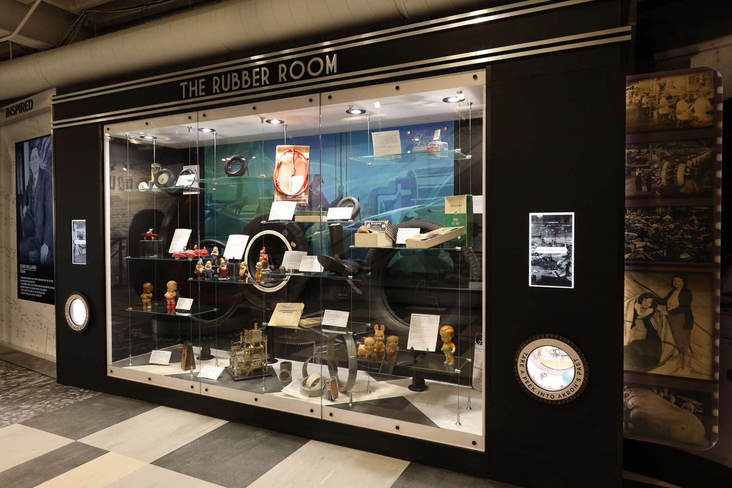 Akron History Center Rubber Room display